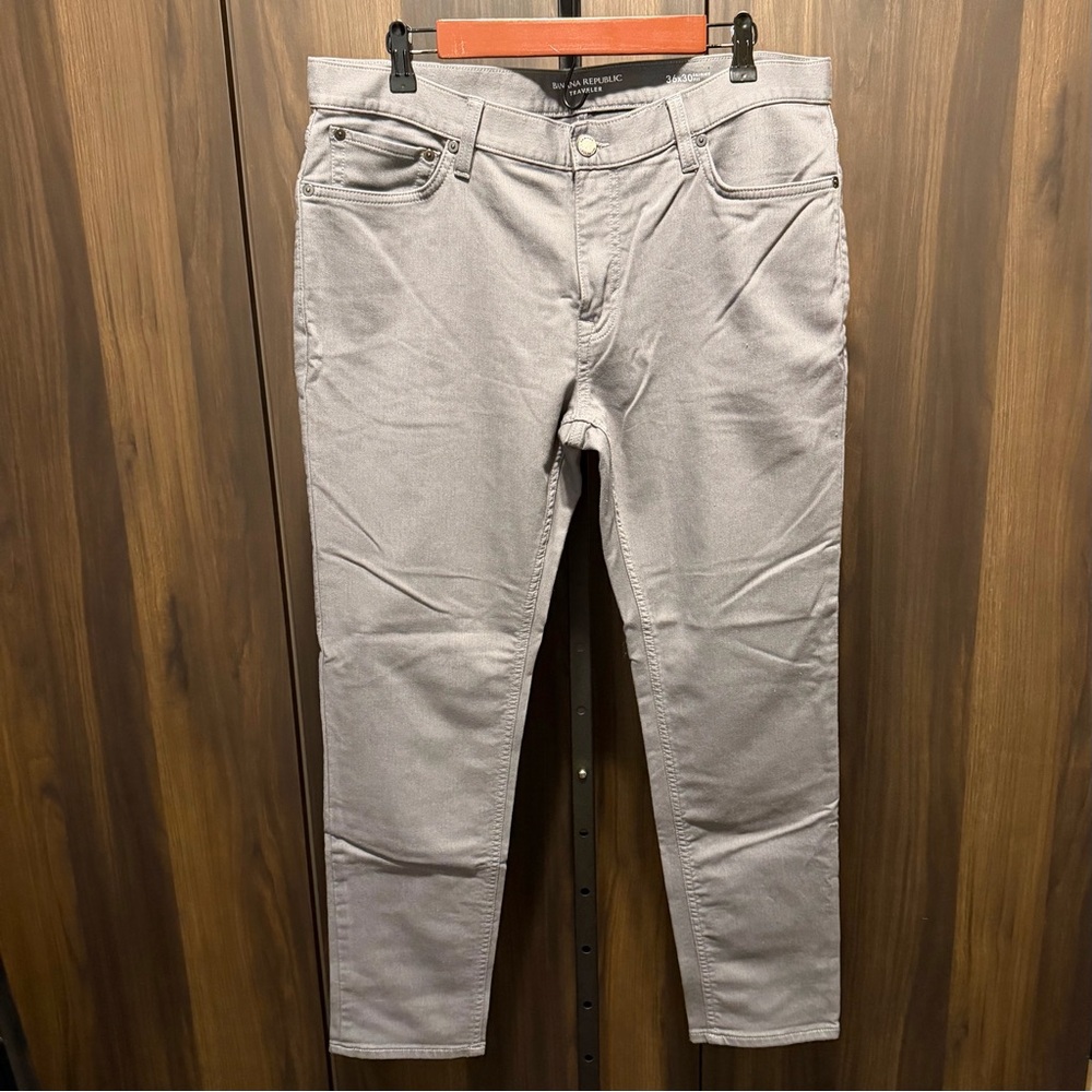 Banana Republic Traveler Pant Skinny Fit Heather Smoke Grey 36x30